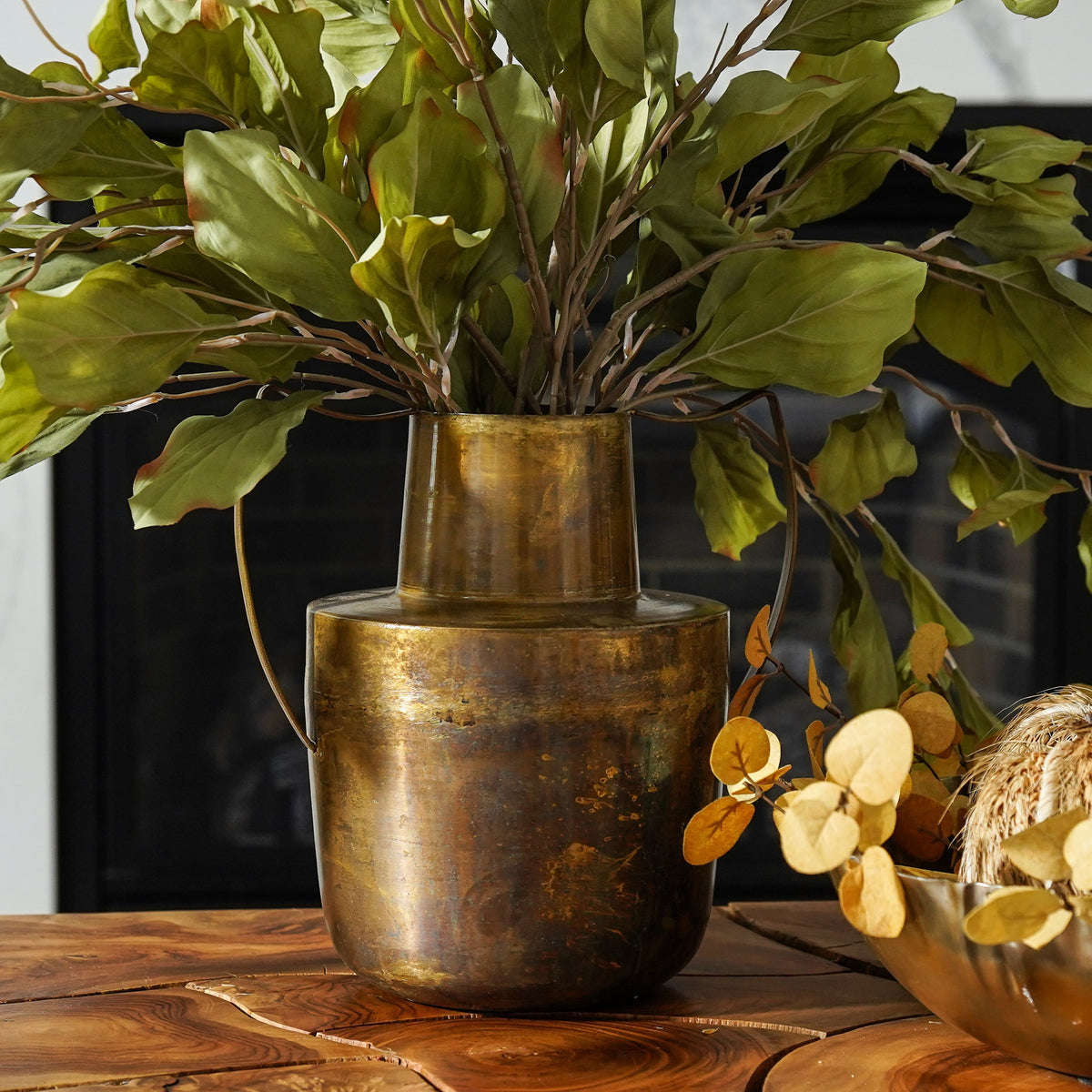 Patina Brass Metal Vase
