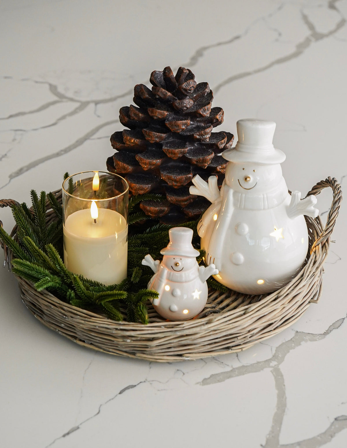 LED Ceramic Snowman Accent