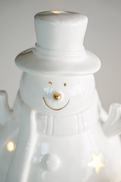 LED Ceramic Snowman Accent