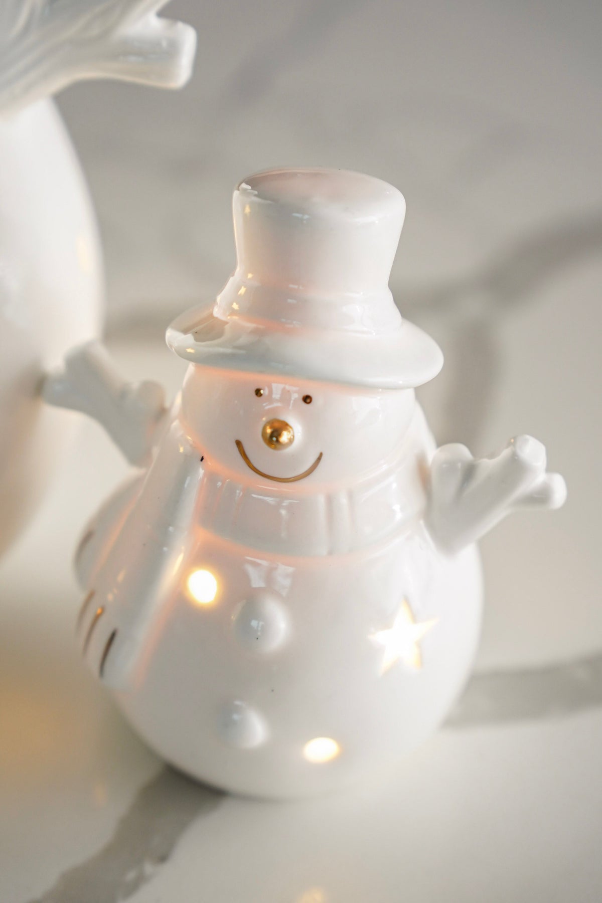 LED Ceramic Snowman Accent