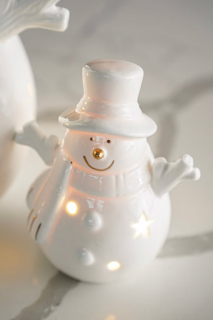 LED Ceramic Snowman Accent