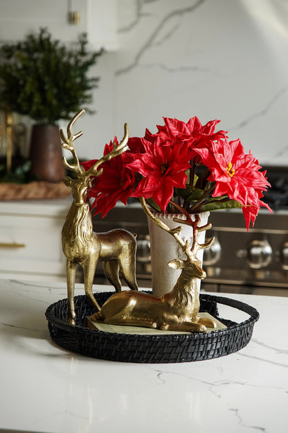 Antique Gold Wash Deer Cement Vase
