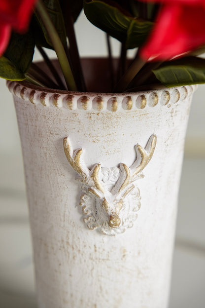 Antique Gold Wash Deer Cement Vase