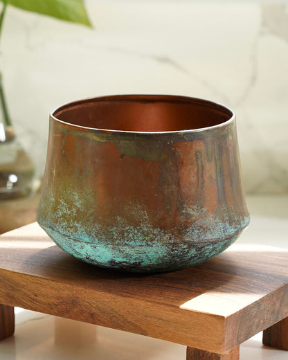 Copper Patina Metal Pot