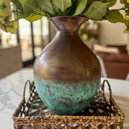 Distressed Copper Patina Vase