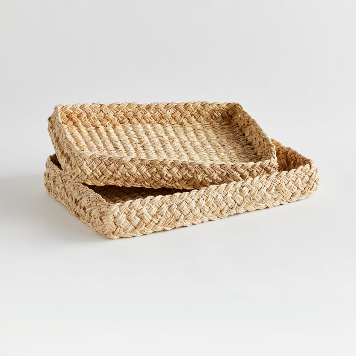 Abaca French Braided Square Trays, Set of 2