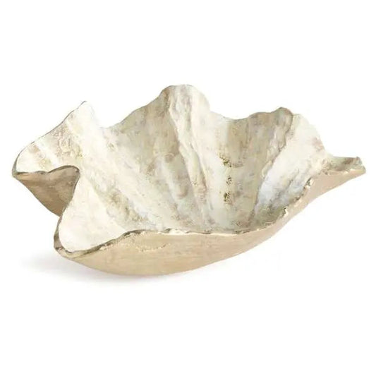 Arabella Gold Leaf Bowl – Cast Aluminum Shell Centerpiece, 18"