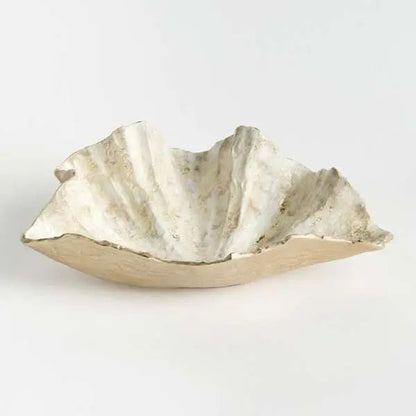 Arabella Gold Leaf Bowl – Cast Aluminum Shell Centerpiece, 18"