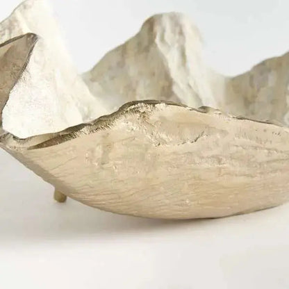 Arabella Gold Leaf Bowl – Cast Aluminum Shell Centerpiece, 18"