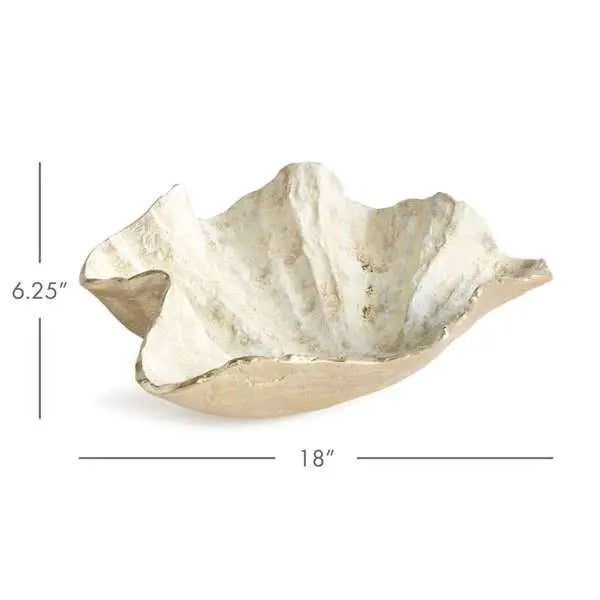 Arabella Gold Leaf Bowl – Cast Aluminum Shell Centerpiece, 18"