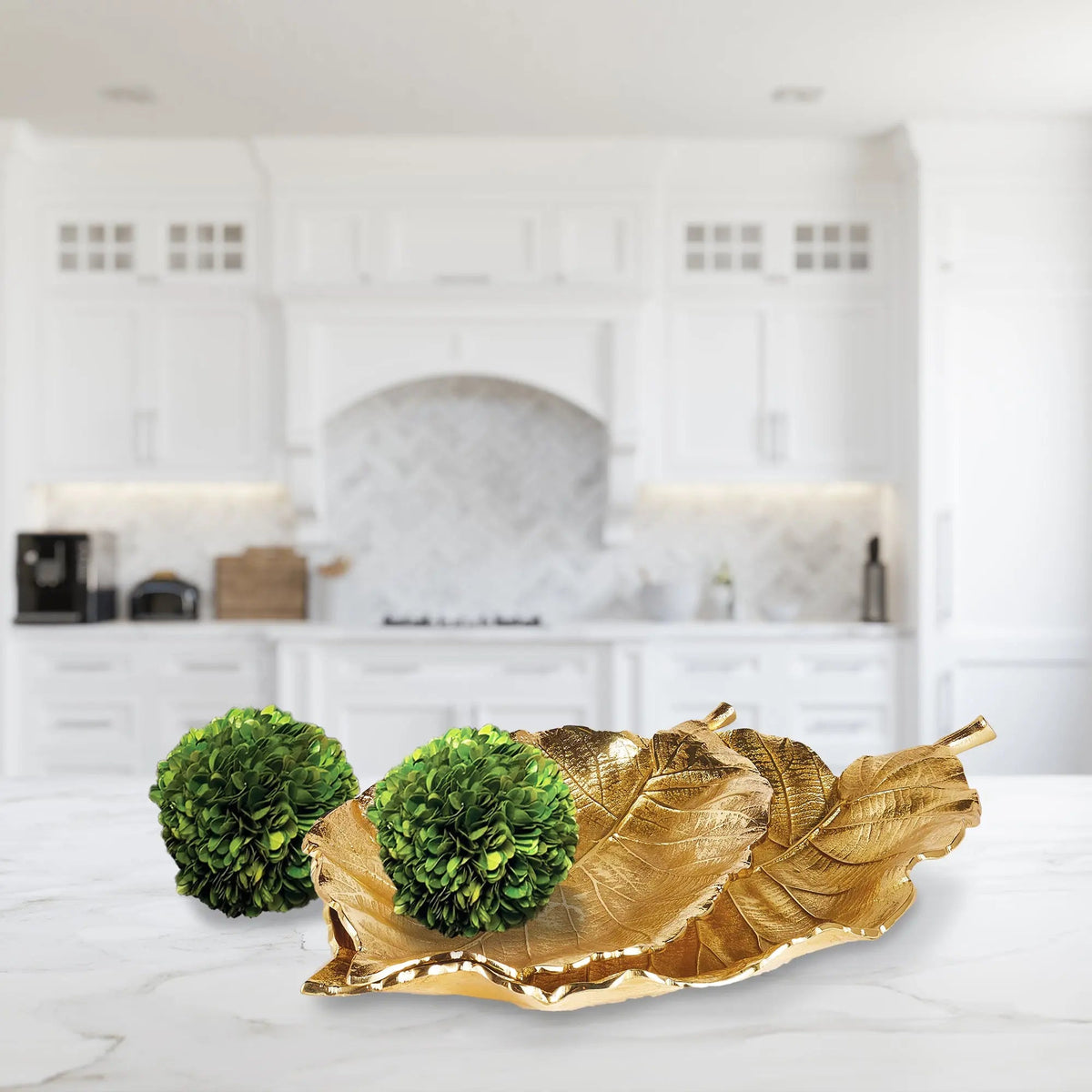 Alegra Gold Leaf Trays – Set of 2 Hand-Carved Aluminum Trays