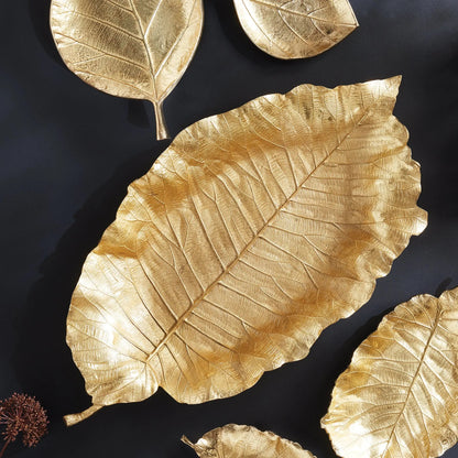Alegra Grand Gold Leaf Tray – 30" Hand-Carved Aluminum Centerpiece