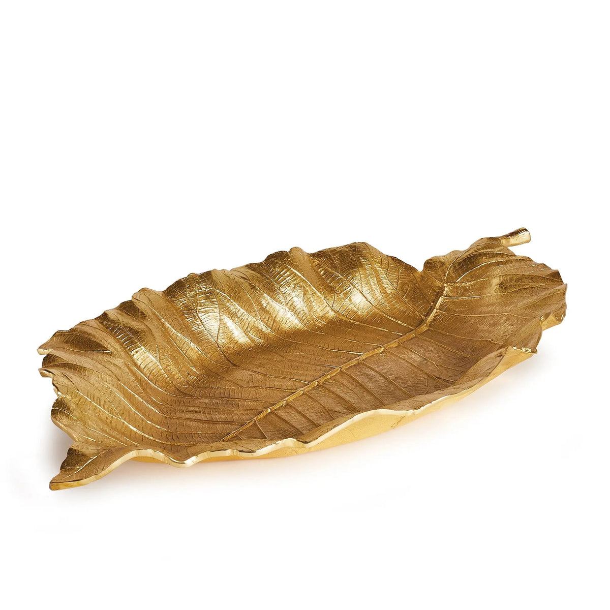 Alegra Grand Gold Leaf Tray – 30" Hand-Carved Aluminum Centerpiece