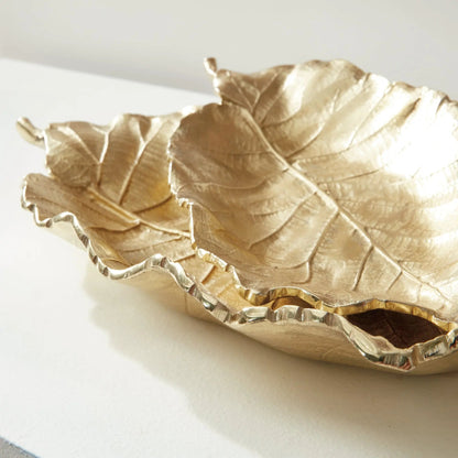 Alegra Grand Gold Leaf Tray – 30" Hand-Carved Aluminum Centerpiece