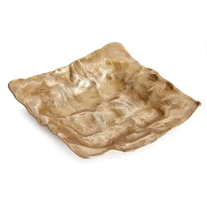 Arlene Draped Cast Aluminum Tray – Gold, 15"